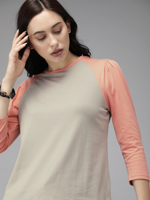 

Roadster Women Grey Solid Round Neck T-shirt