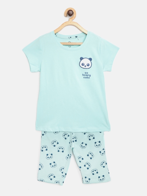 

Sweet Dreams Girls Blue Panda Print Knitted Night Suit