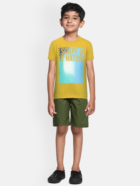 

Sweet Dreams Boys Mustard Yellow & Olive Green Printed Night suit