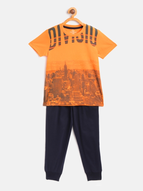 

Sweet Dreams Boys Orange & Navy Blue City Print Night Suit