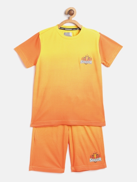 

Sweet Dreams Boys Yellow & Orange Self Checked Ombre Dyed T-shirt with Shorts