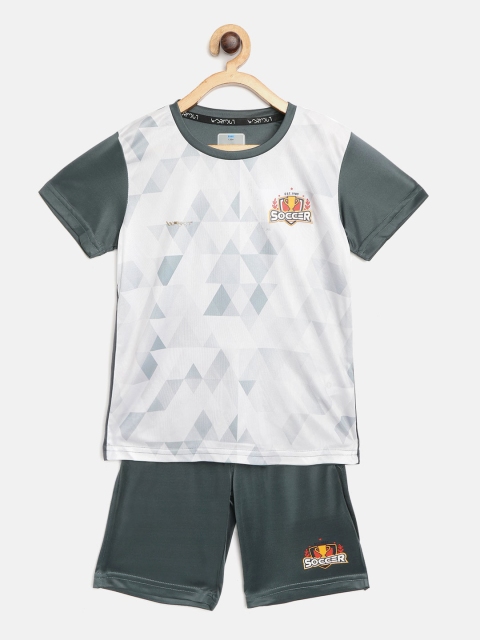 

Sweet Dreams Boys White & Charcoal Grey Geometric Print T-shirt with Shorts