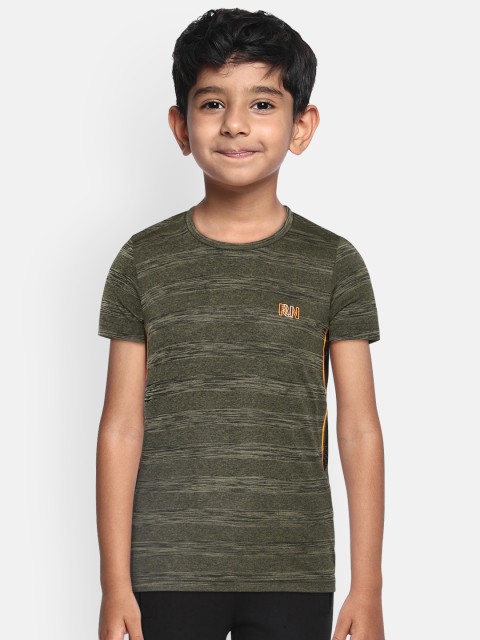 

Sweet Dreams Boys Olive Green & Black Striped Round Neck Workout T-shirt