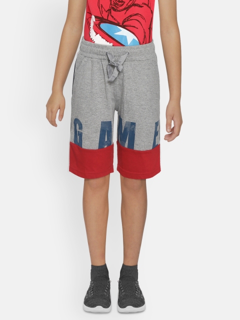 

Sweet Dreams Boys Grey Melange Typography Print Lounge Shorts with Colourblocked Detail