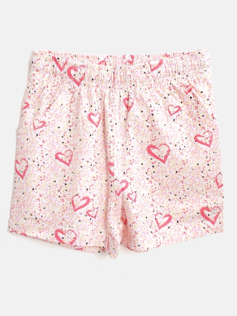 

Sweet Dreams Girls Pink & White Heart Print Knitted Lounge Shorts