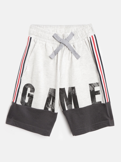 

Sweet Dreams Boys Grey Melange & Black Typography Lounge Shorts with Colourblocked Detail