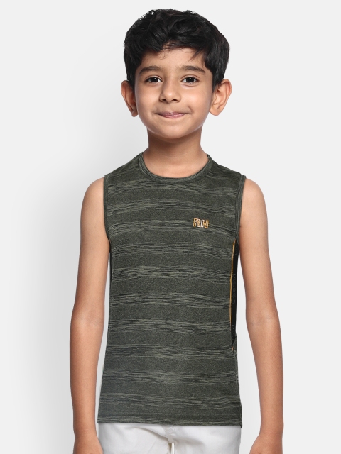 

Sweet Dreams Boys Olive Green & Black Striped Round Neck Workout T-shirt