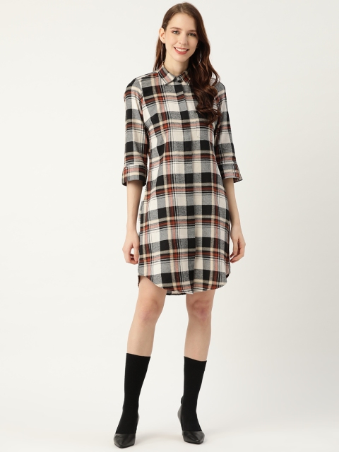

Hancock Women Black & White Checked Shirt Dress