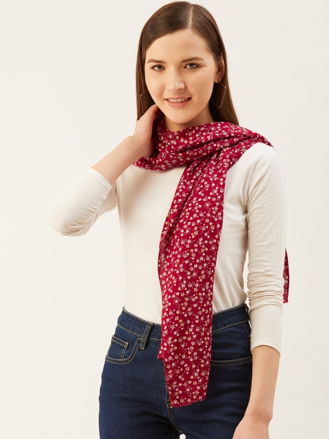 

Trend Arrest Women Red & Peach-Coloured Ditsy Floral Print Scarf