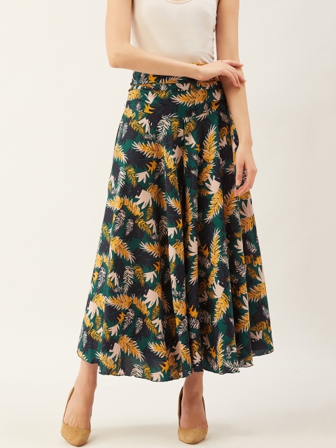 

Trend Arrest Women Green & Mustard Yellow Floral Printed Flared Palazzos