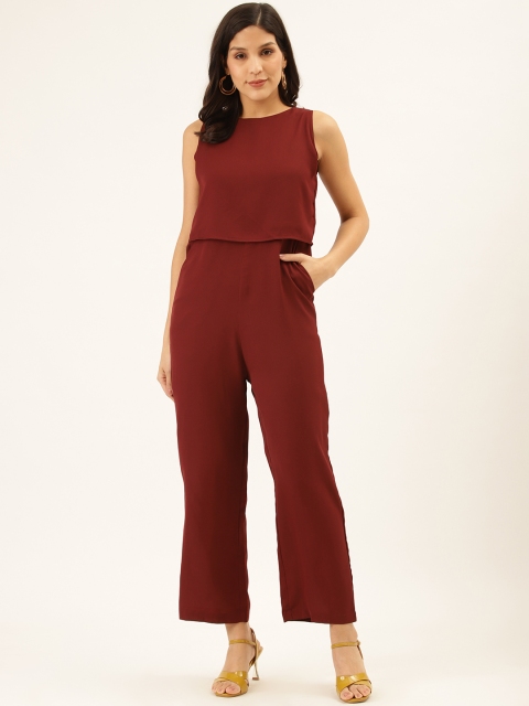 

Trend Arrest Women Maroon Solid Layered Basic Jumpsuit