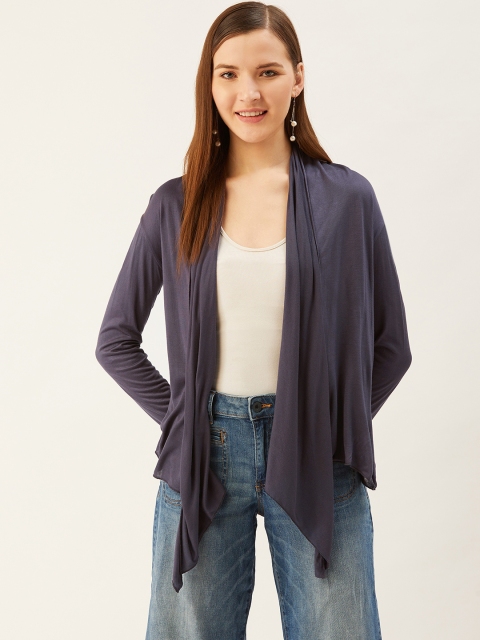 

Trend Arrest Women Navy Blue Solid Dipped Open Front Shrug