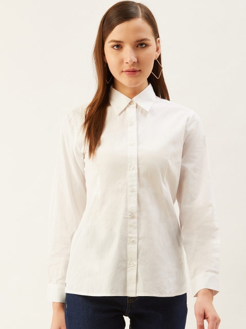 

Trend Arrest Women White Cotton Regular Fit Solid Formal Shirt