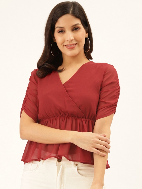 

Trend Arrest Women Red Solid Wrap Top