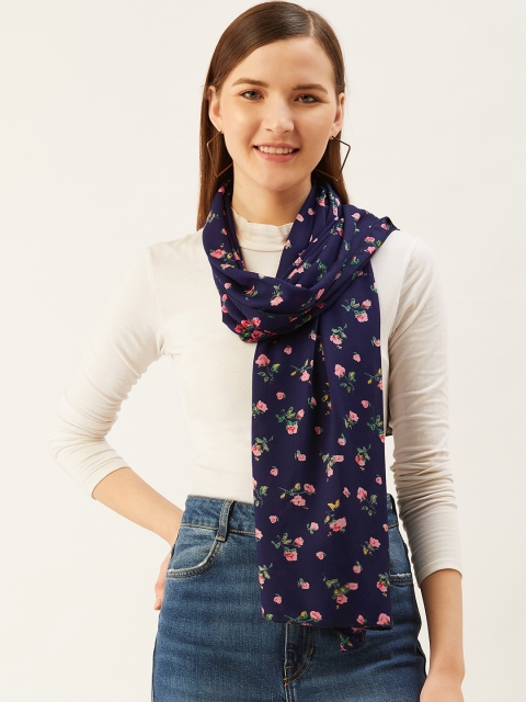 

Trend Arrest Women Navy Blue & Pink Floral Print Scarf