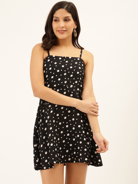 

Trend Arrest Women Black & White Polka Dot Print Mini A-Line Dress