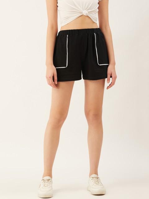 

Trend Arrest Women Black Solid High-Rise Loose Fit Regular Shorts