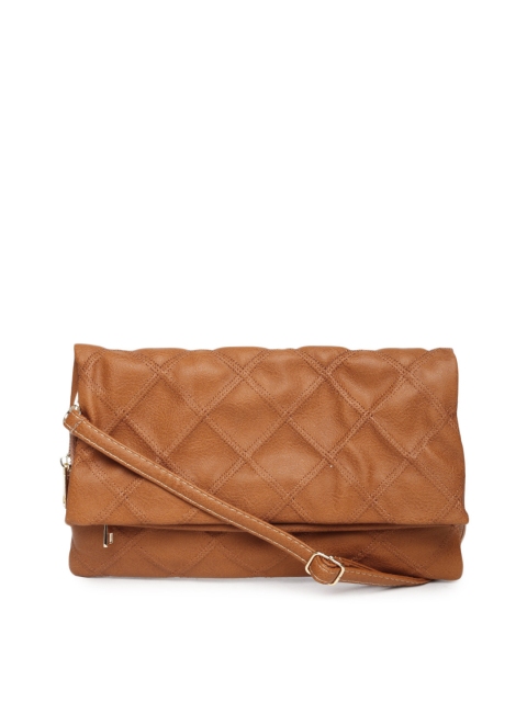 

Lino Perros Brown Quilted Foldover Clutch With Chain Strap