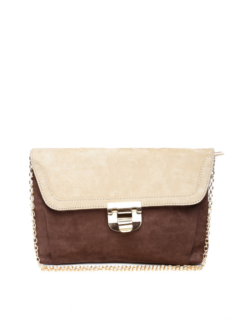 

Lino Perros Brown Colourblocked Clutch with Chain Strap