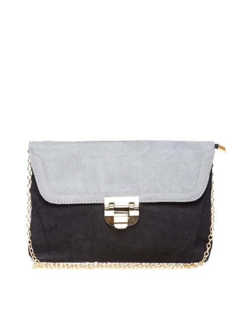 

Lino Perros Black Colourblocked Clutch with Chain Strap