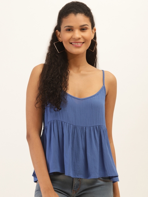 

PIRKO Women Blue Solid A-Line Top