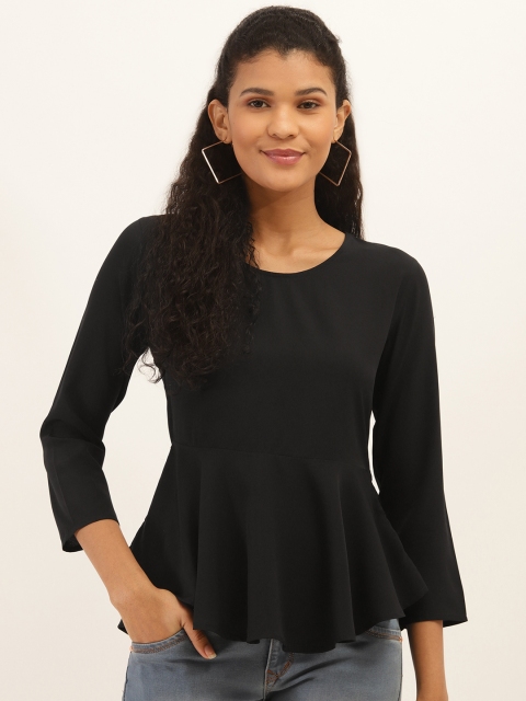 

PIRKO Women Black Solid Peplum Top