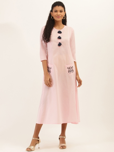 

PIRKO Women Pink Solid A-Line Dress