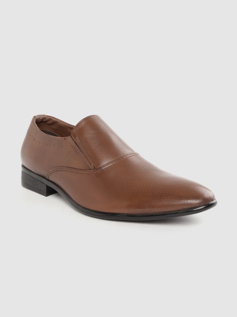 

CLOG LONDON Men Brown Leather Textured Formal Slip-Ons