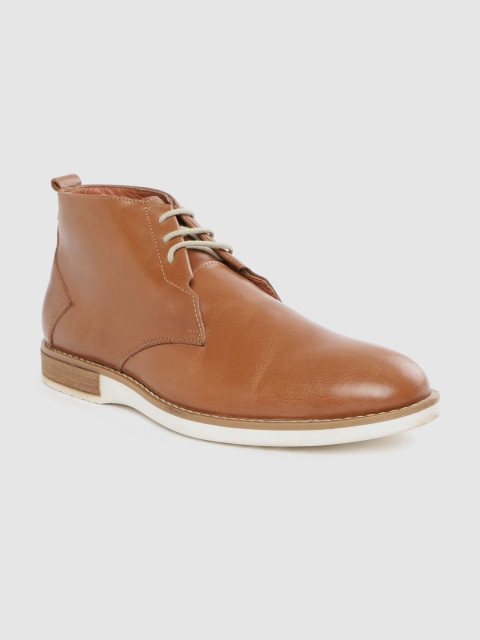 

CLOG LONDON Men Tan Brown Leather Flat Boots
