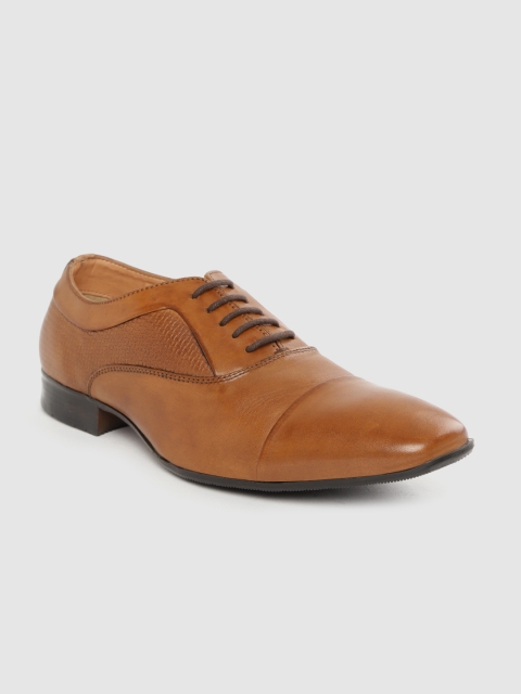 

CLOG LONDON Men Tan Brown Leather Textured Formal Oxfords