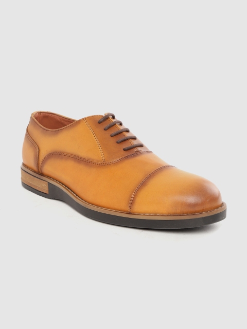 

CLOG LONDON Men Tan Brown Leather Formal Oxfords