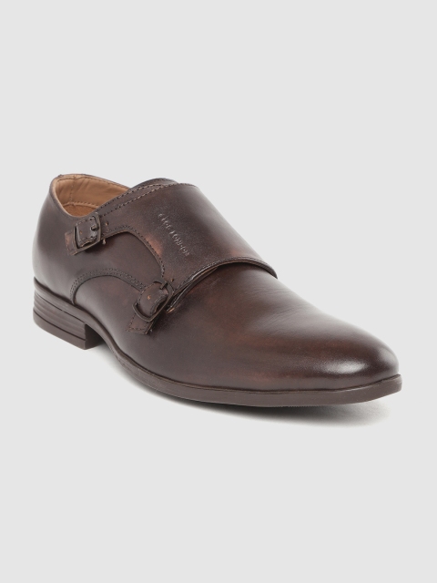 

CLOG LONDON Men Coffee Brown Leather Solid Formal Monks