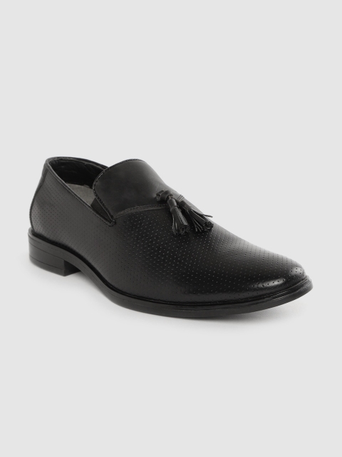 

CLOG LONDON Men Black Perforated Leather Semiformal Slip Ons