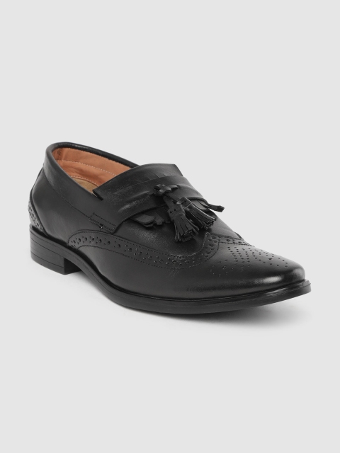 

CLOG LONDON Men Black Perforated Leather Semi-Formal Taselled Slip-Ons