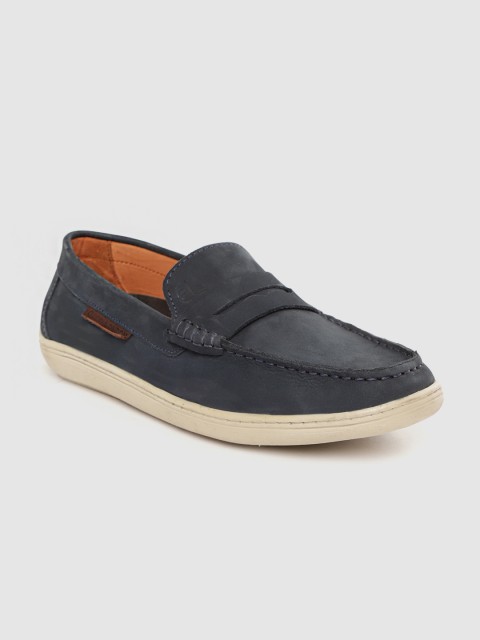 

CLOG LONDON Men Navy Blue Leather Solid Driving Shoes
