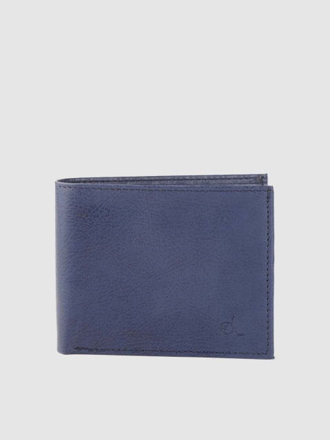 

CLOG LONDON Men Navy Blue Leather Solid Two Fold Wallet