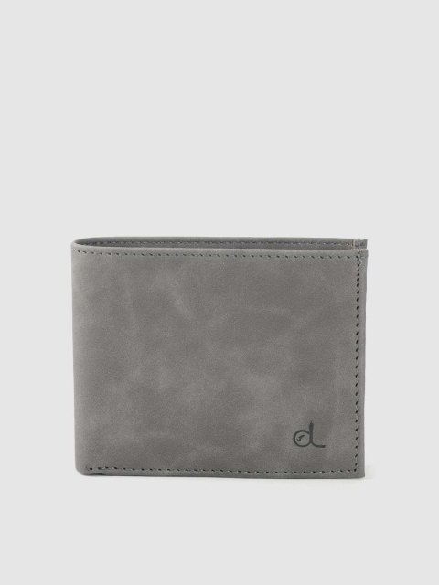 

CLOG LONDON Men Grey Leather Solid Two Fold Wallet with Washed Effect