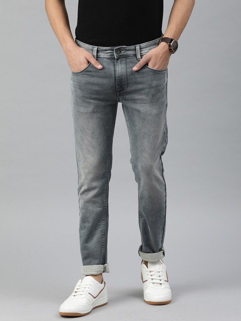 

BEAT LONDON by PEPE JEANS Men Charcoal Slim Fit Low-Rise Clean Look Stretchable Jeans
