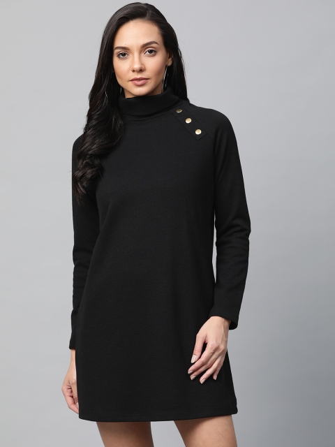 

SASSAFRAS Women Black Solid Shift Dress