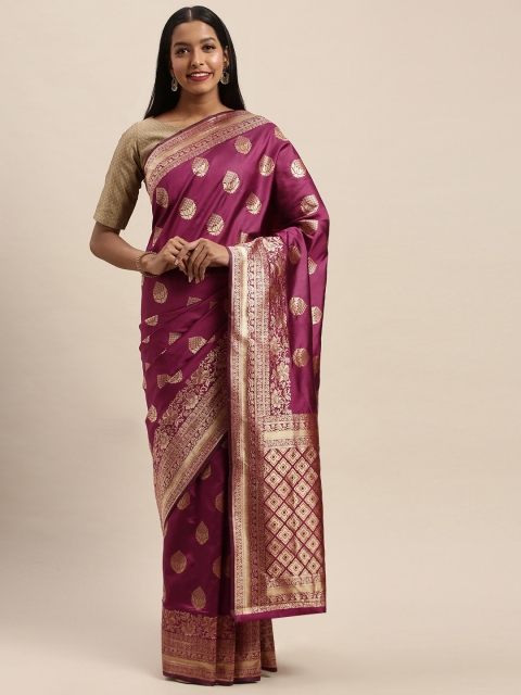 

PACHE Purple & Gold-Toned Art Silk Woven Design Banarasi Saree