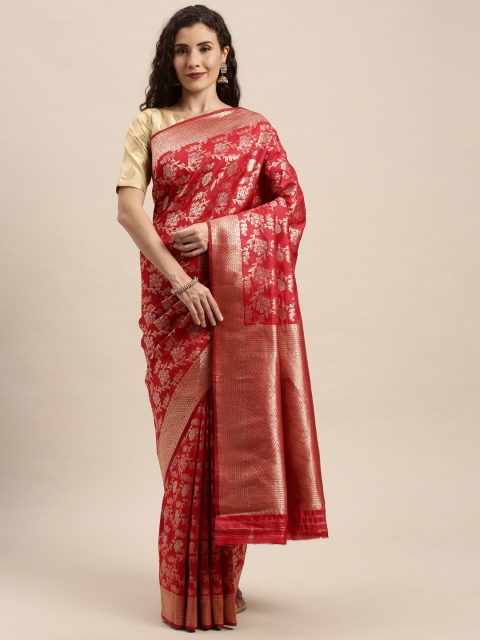 

PACHE Red & Golden Art Silk Woven Design Banarasi Saree
