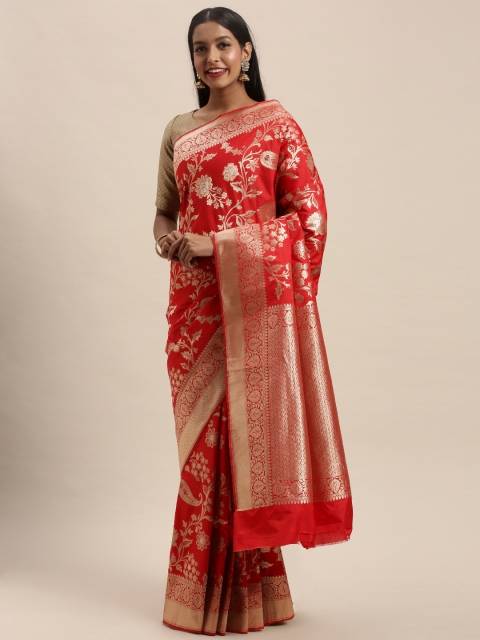

PACHE Red & Gold-Toned Art Silk Woven Design Banarasi Saree
