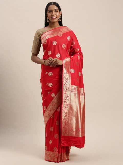 

PACHE Red Art Silk Woven Design Banarasi Saree