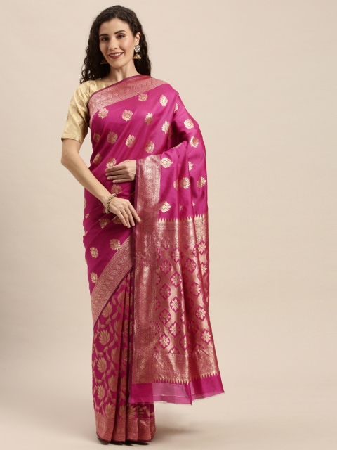 

PACHE Pink & Golden Art Silk Woven Design Banarasi Saree