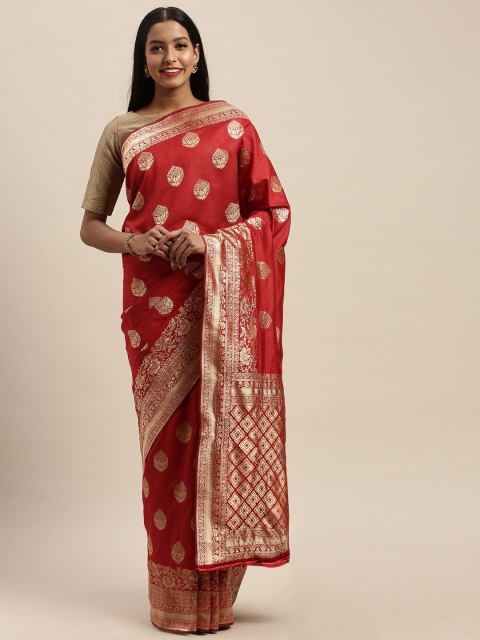 

PACHE Red Art Silk Woven Design Banarasi Saree