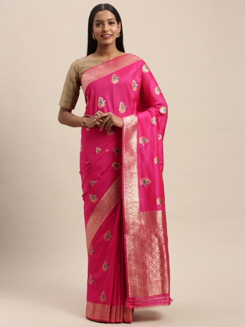 

PACHE Pink Art Silk Woven Design Banarasi Saree