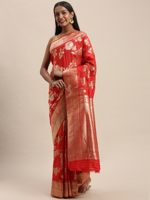 

PACHE Red & Golden Art Silk Woven Design Banarasi Saree