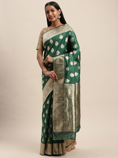 

PACHE Green & Gold-Toned Art Silk Woven Design Banarasi Saree