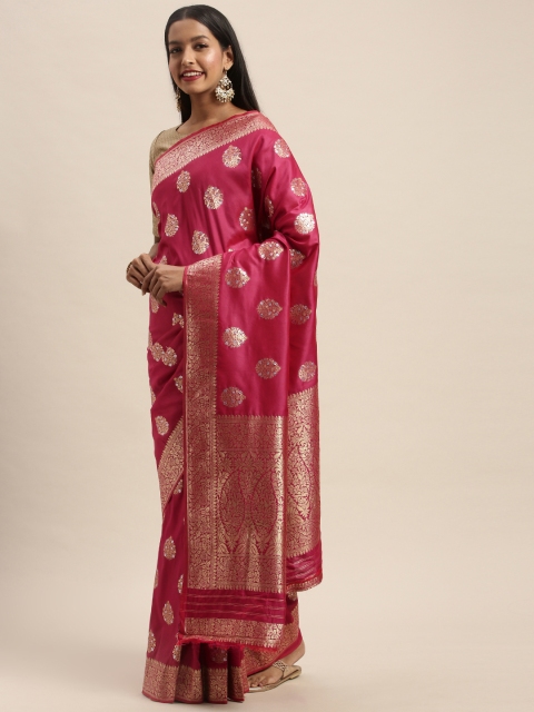 

PACHE Purple & Gold-Toned Art Silk Woven Design Banarasi Saree