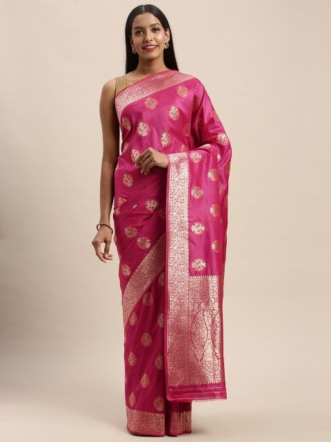 

PACHE Pink Art Silk Woven Design Banarasi Saree